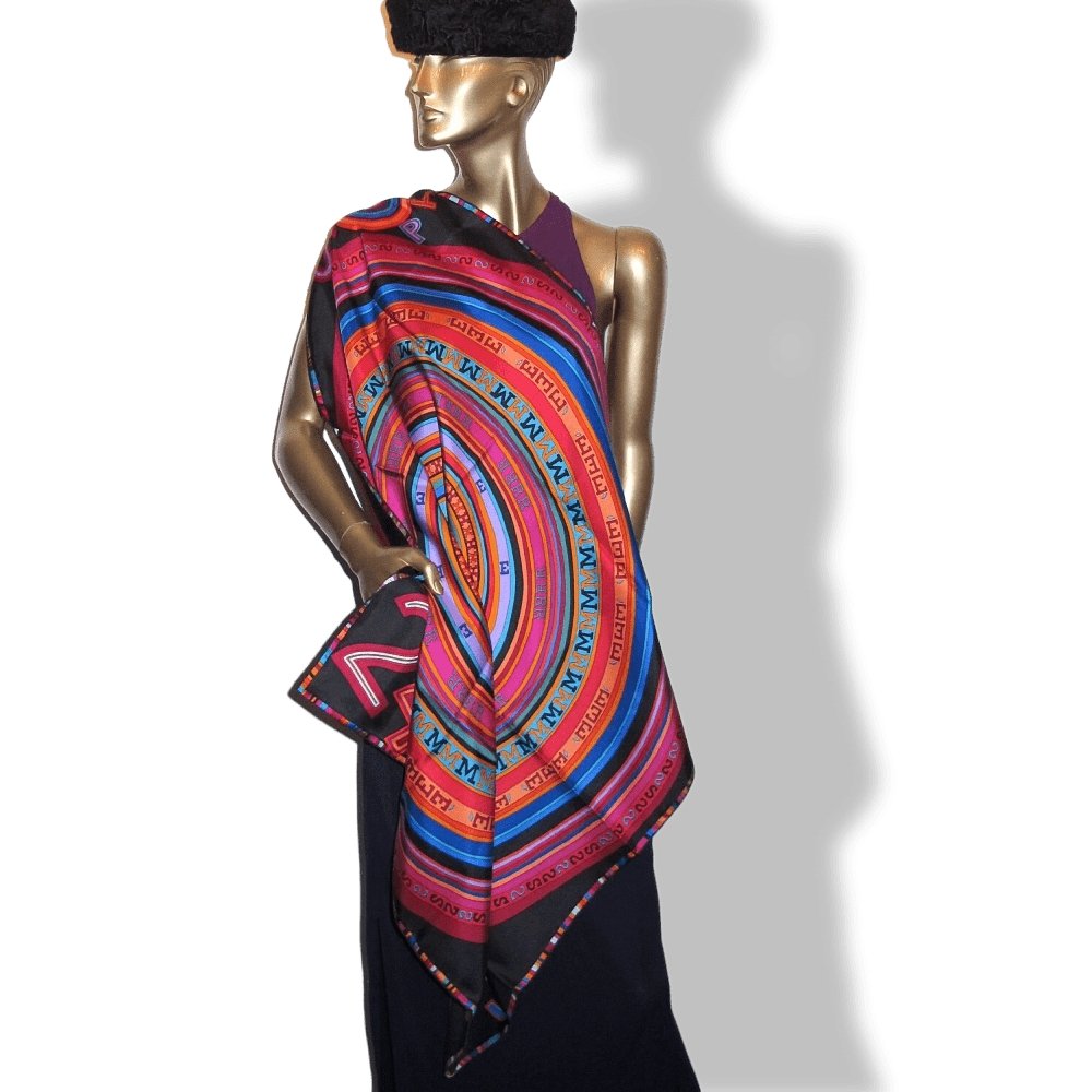 Hermes Black Tohu Bohu by Claudia Sthulhofer-Mayr Twill Silk Scarf 90cm, New! - poupishop