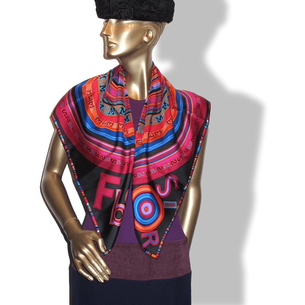 Hermes Black Tohu Bohu by Claudia Sthulhofer-Mayr Twill Silk Scarf 90cm, New! - poupishop