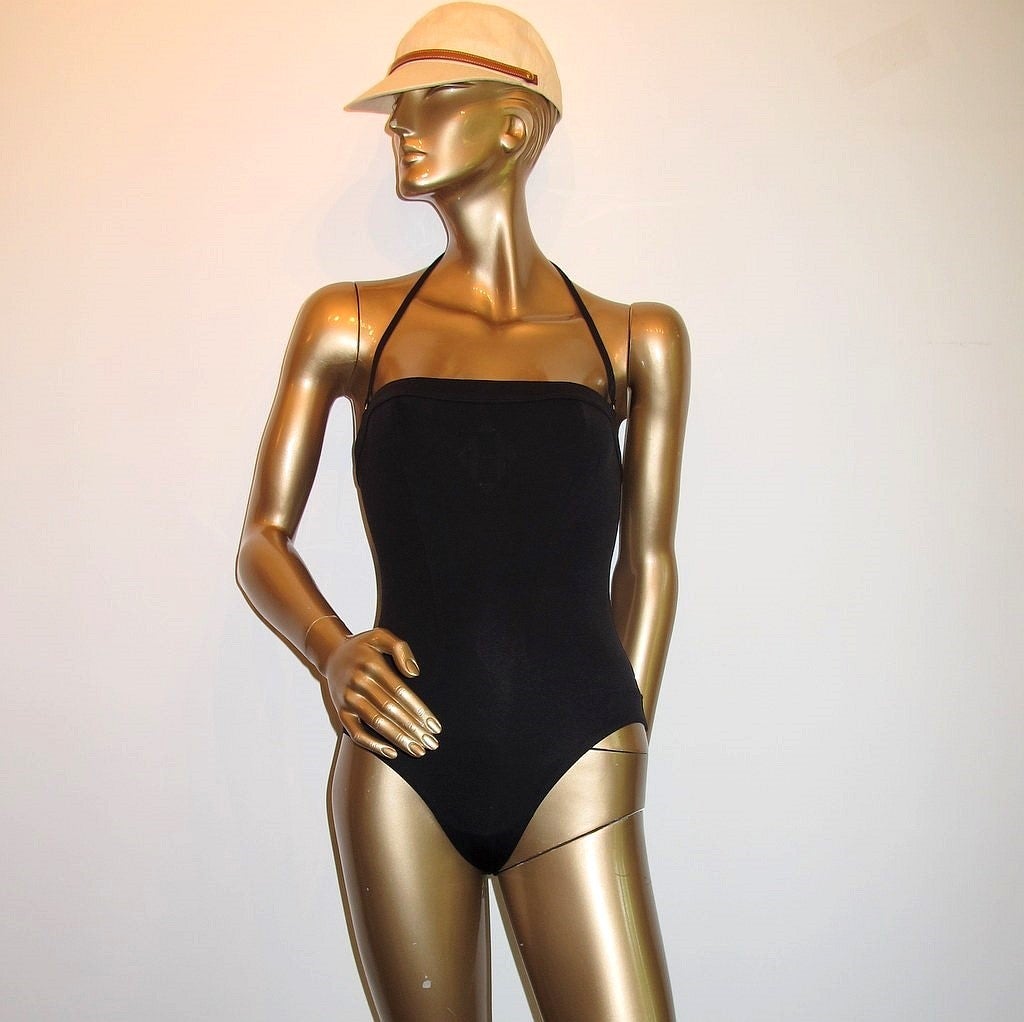 Hermes Black/Black Removable strap Swimsuit 1pc Model H Sz40, NEW! - poupishop