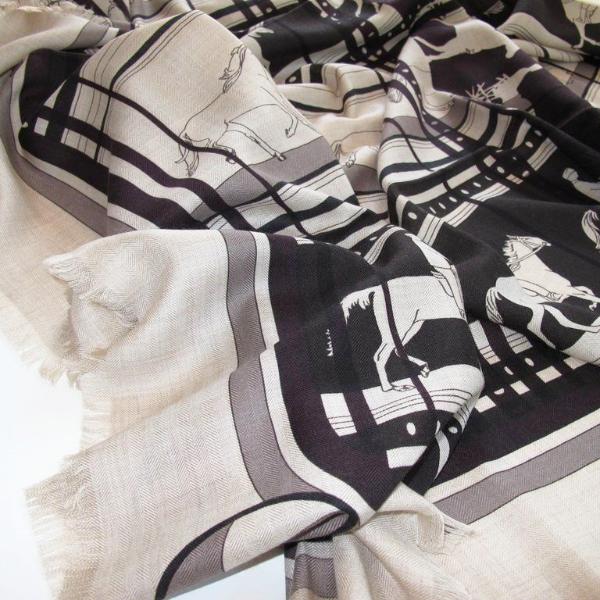 Hermes Black Sequences Imprimeur Fou Shawl