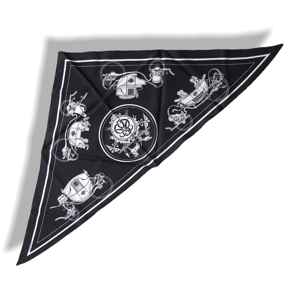Hermes Black/White Ex Libris Twill Silk Pointu