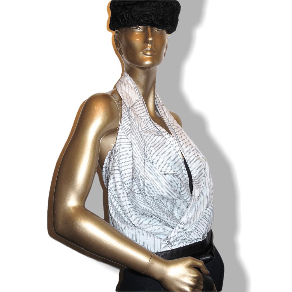 Hermes Black/White Vent Portant II Cache-Coeur with Lambskin Double Tour Belt