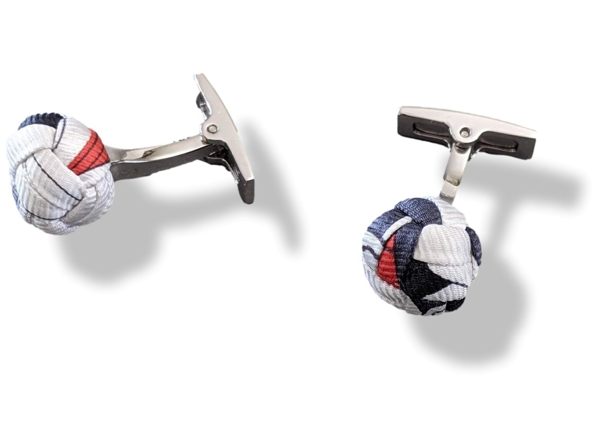 Hermes Black/White/Red Silk Pom-Pom Pompon Cufflinks, New in Pochette!