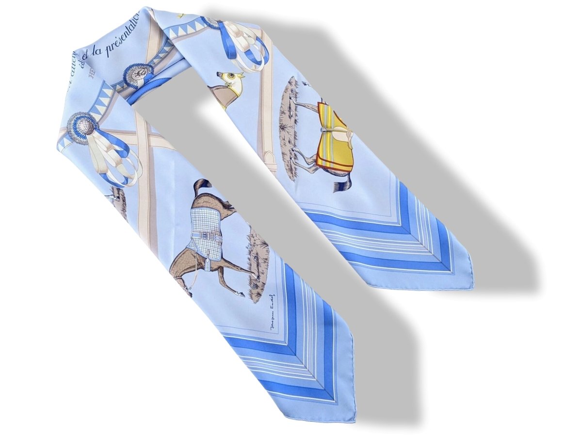 Hermes 2006 Bleu Clair Special Issue World Equistrian Games Aachen - Couvertures et Tenues de Jour Twill 90, Rare in Box!