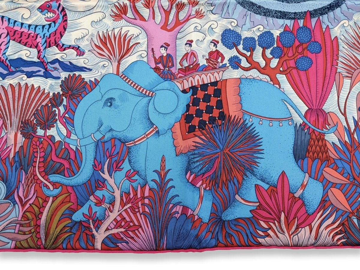Hermes Bleu Jeans/Rose Vif/Marine Cosmographia Universalis by Jan Bajtlik Twill scarf, Box_