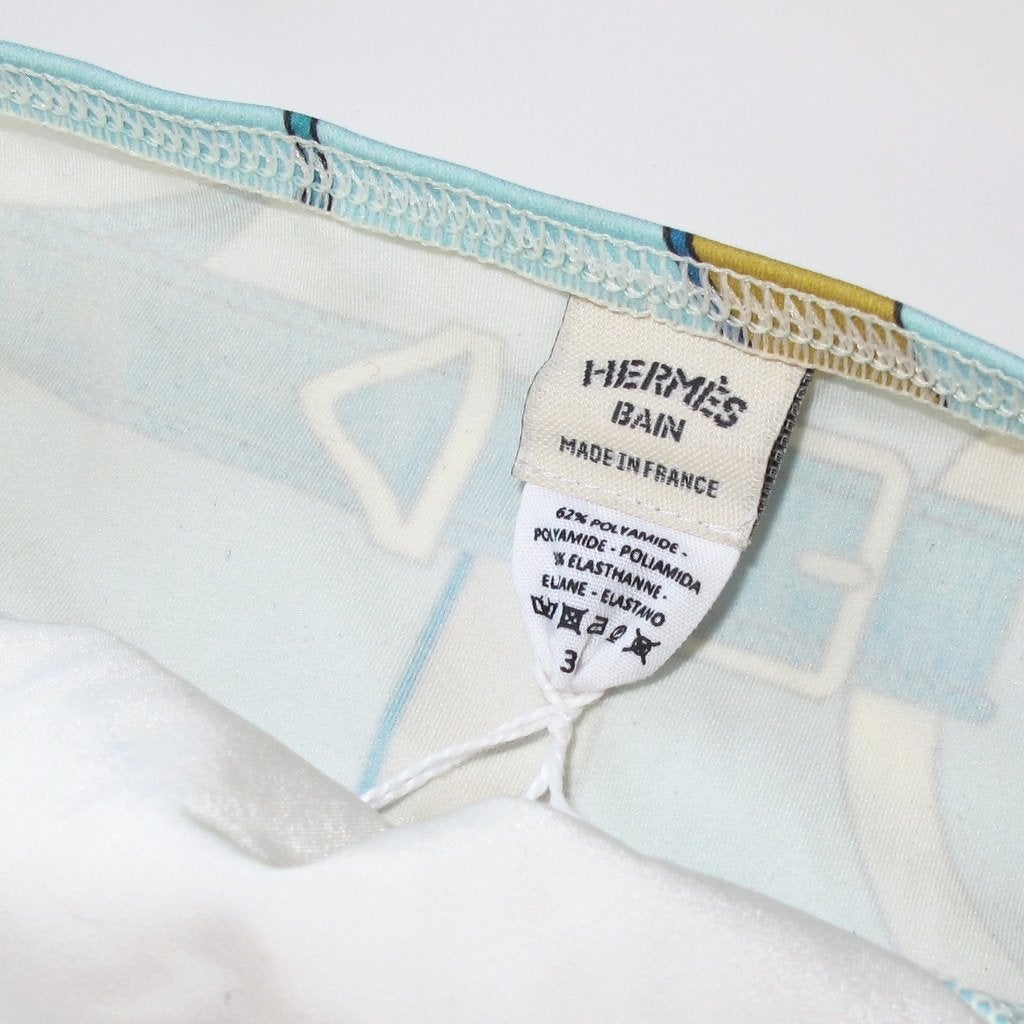 Hermes Bleu Thalassa Eperon D'or Eole Swimsuit 1pc Sz38