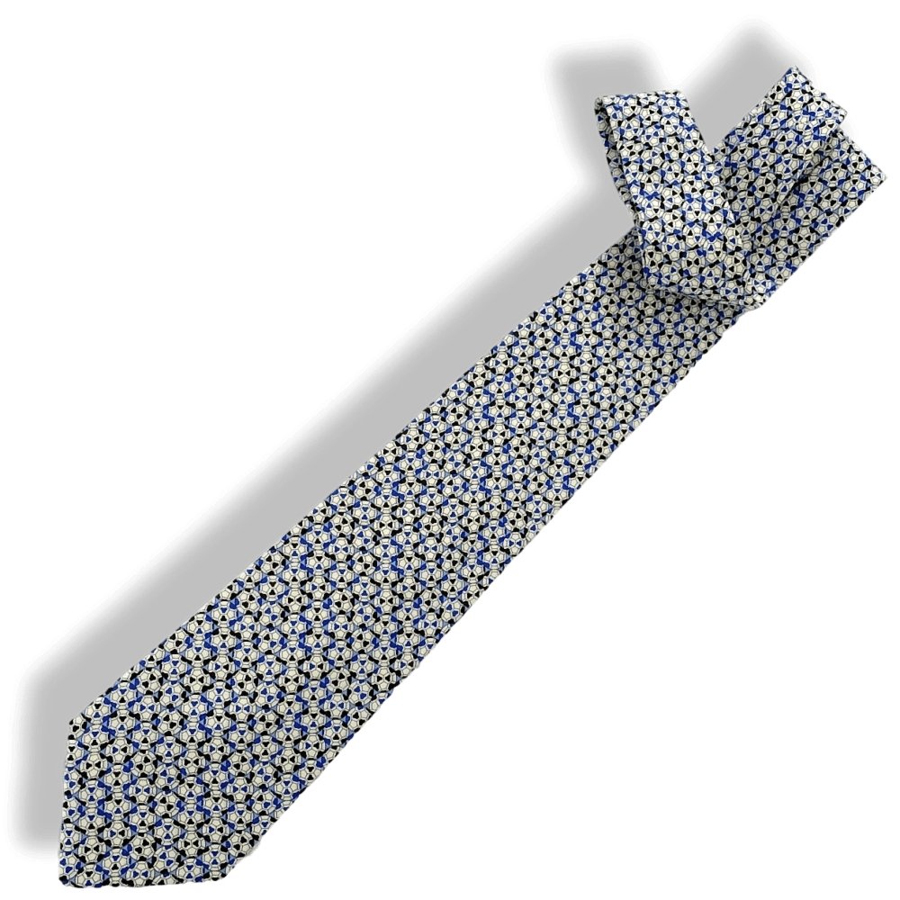 Hermes Blue King Blue Black Football GOAL! Twill Silk Tie 9cm, NWT in Pochette! - poupishop