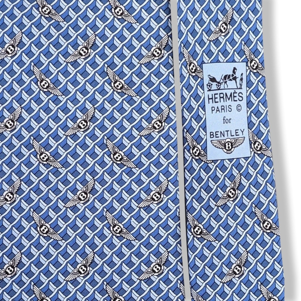 Hermes Blue Limited Edition VIP BENTLEY Twill Silk Tie 9,5CM 5355 TA Rare, BNIB! - poupishop