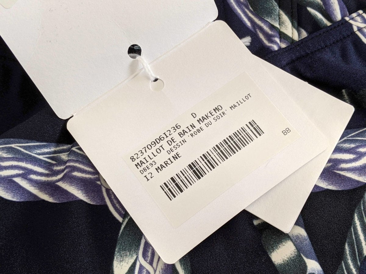 Hermes Blue Robe du Soir Maio Swimsuit 1pc Sz36, BNEWT in Pochette BAIN! - poupishop