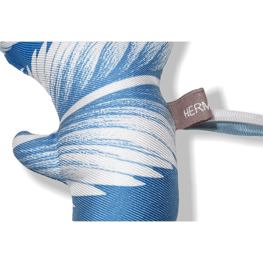 Hermes Blue Silk Bridle "Plumes" Dolphin Petit H Bag Charm, NIB! - poupishop