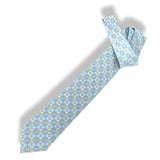 Hermes Blue Sky Linen Art Deco Geometric Twill Silk Tie 9cm, NWT in Pochette! - poupishop