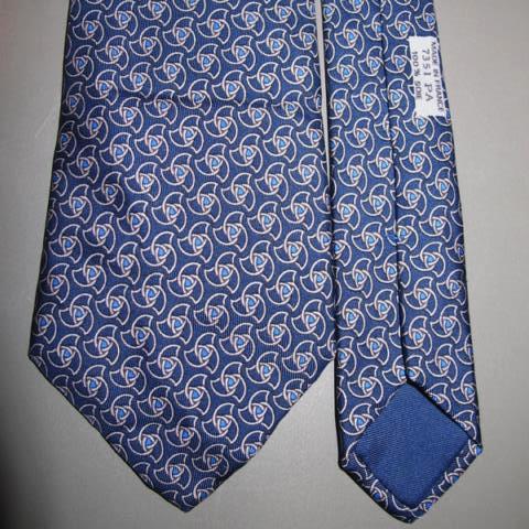 HERMES Blue Multicolor Micro Paisley Print Silk Twill Neck Tie #5003