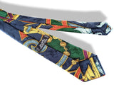 Hermes Blue/Green/Gold INSTRUCTION DU ROY Printed Jacquard Silk Tie - poupishop