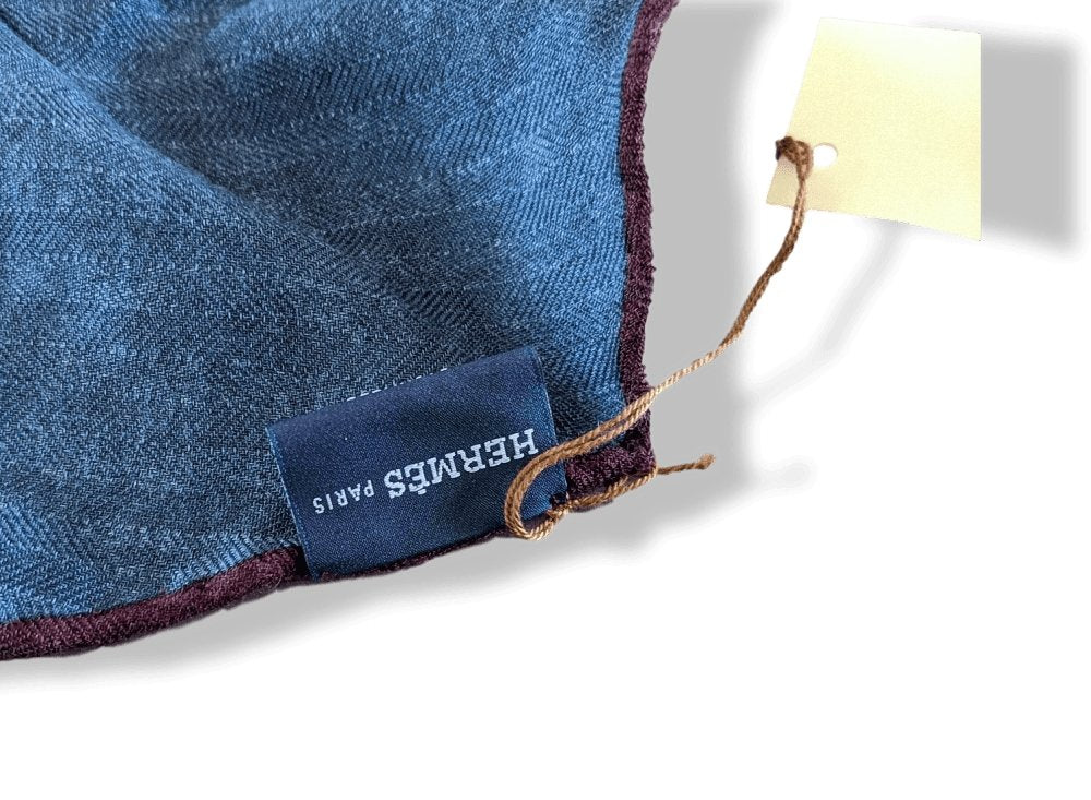 Hermes Blue/Lie de Vin Cashmere COUVERTURES ET TENUES MINI HORSES LOSANGE GM, Men Collection, BNWTIB! - poupishop