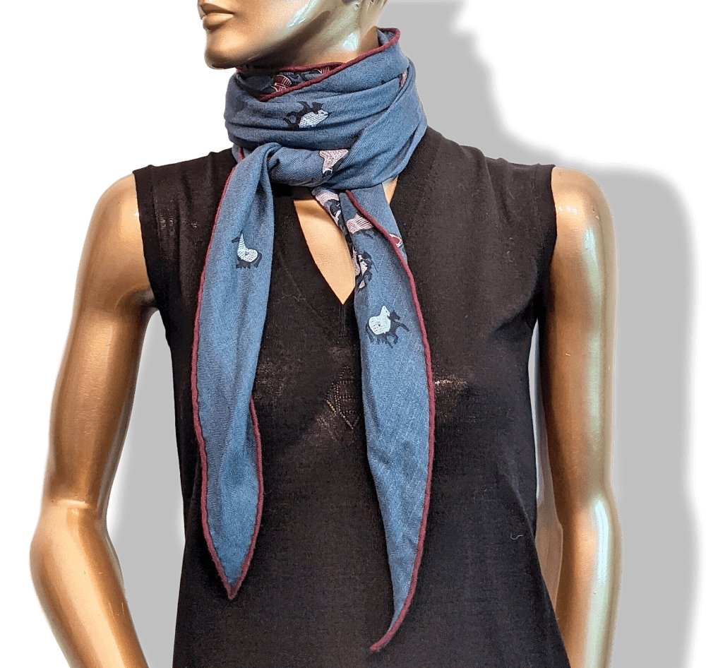 Hermes Blue/Lie de Vin Cashmere COUVERTURES ET TENUES MINI HORSES LOSANGE GM, Men Collection, BNWTIB! - poupishop