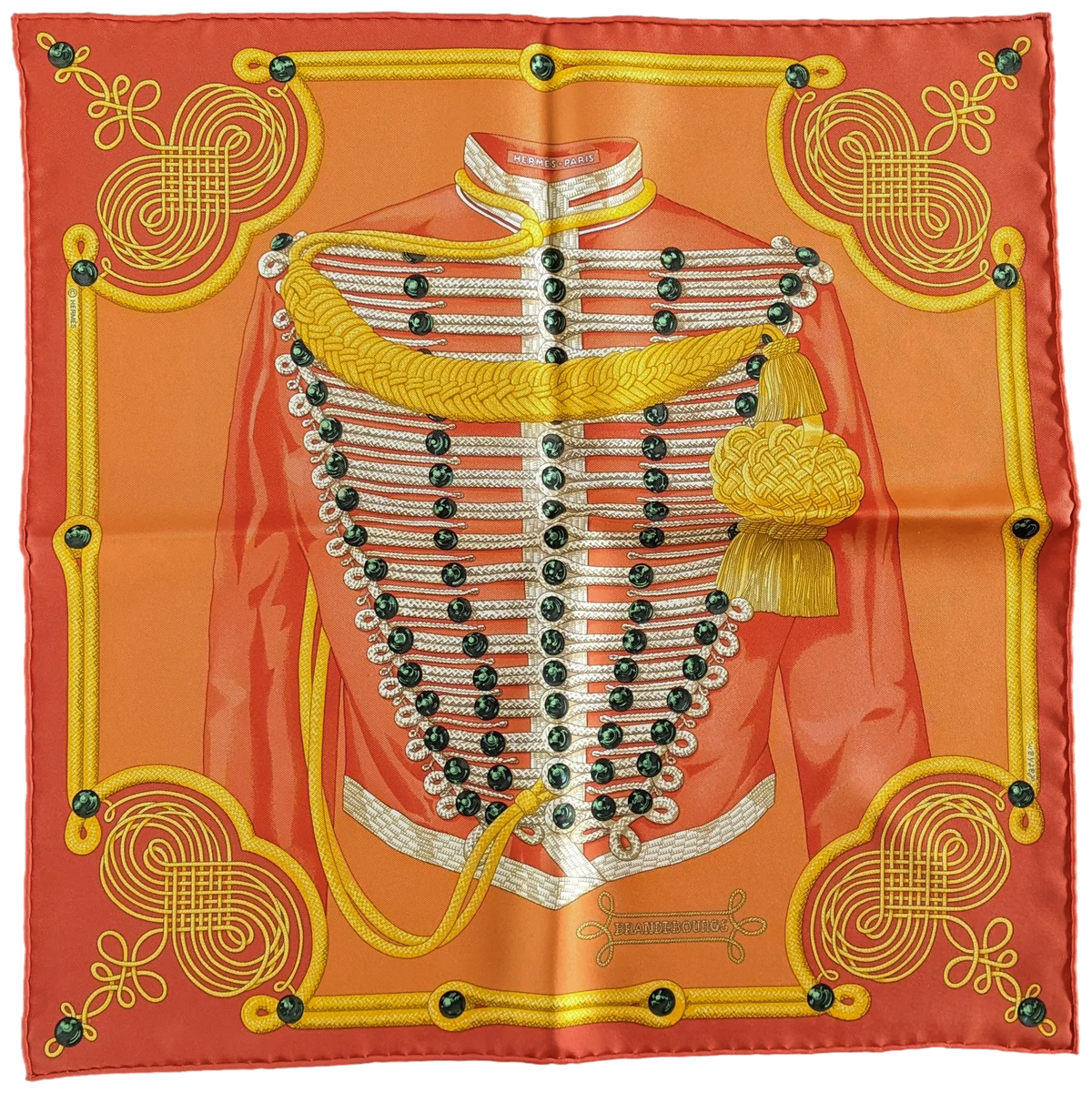 Hermes 2017 Orange "Brandebourg" by Caty Latham Twill Gavroche 45cm