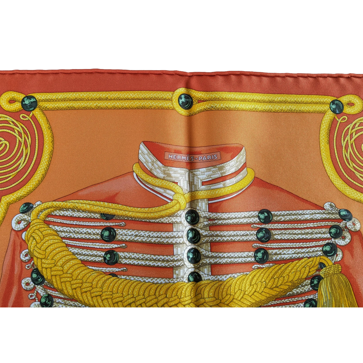 Hermes 2017 Orange "Brandebourg" by Caty Latham Twill Gavroche 45cm
