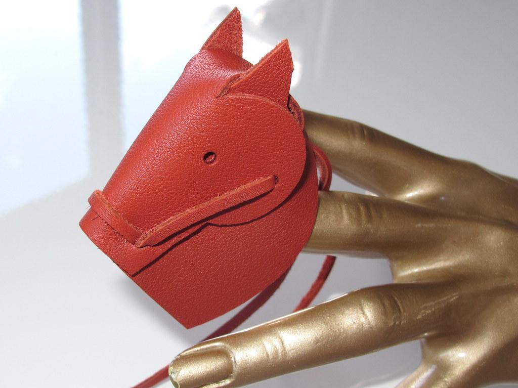 Hermes Brique Origami Swift Leather Horse Head Bag Charm, New! - poupishop