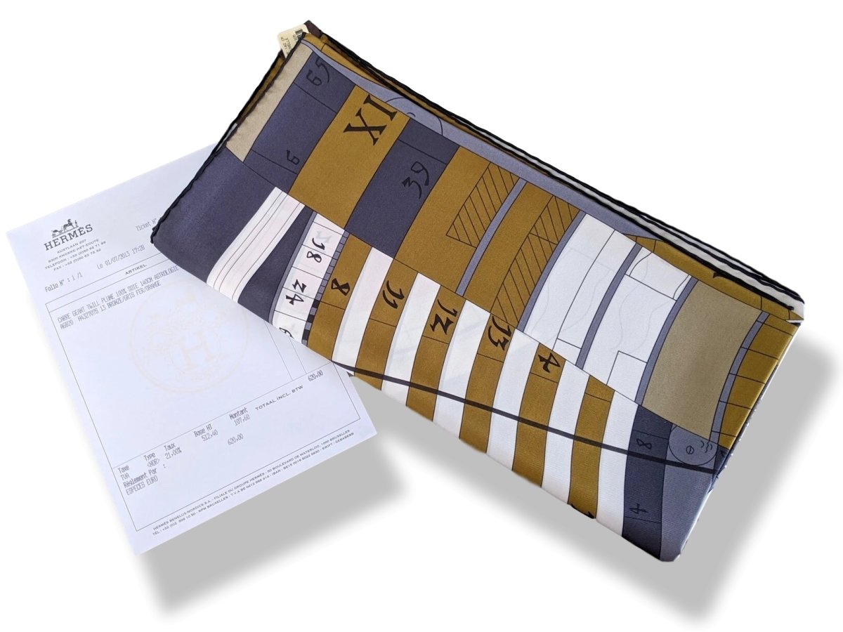Hermes Bronze/Gris Fer/Orange ASTROLOGIE NOUVELLE Twill Light 140, BNWTIB (Invoice)! - poupishop