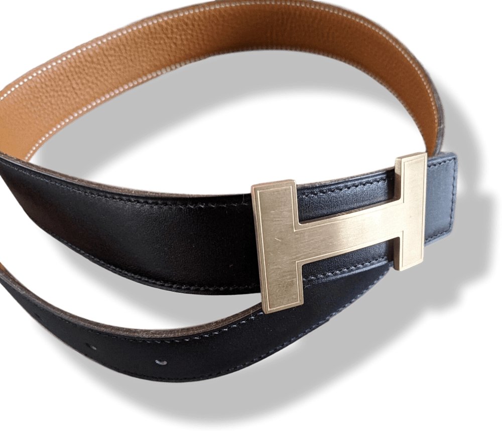 Hermes Brushed Permabrass QUIZZ Buckle H 32mm, Orange Pochette! - poupishop