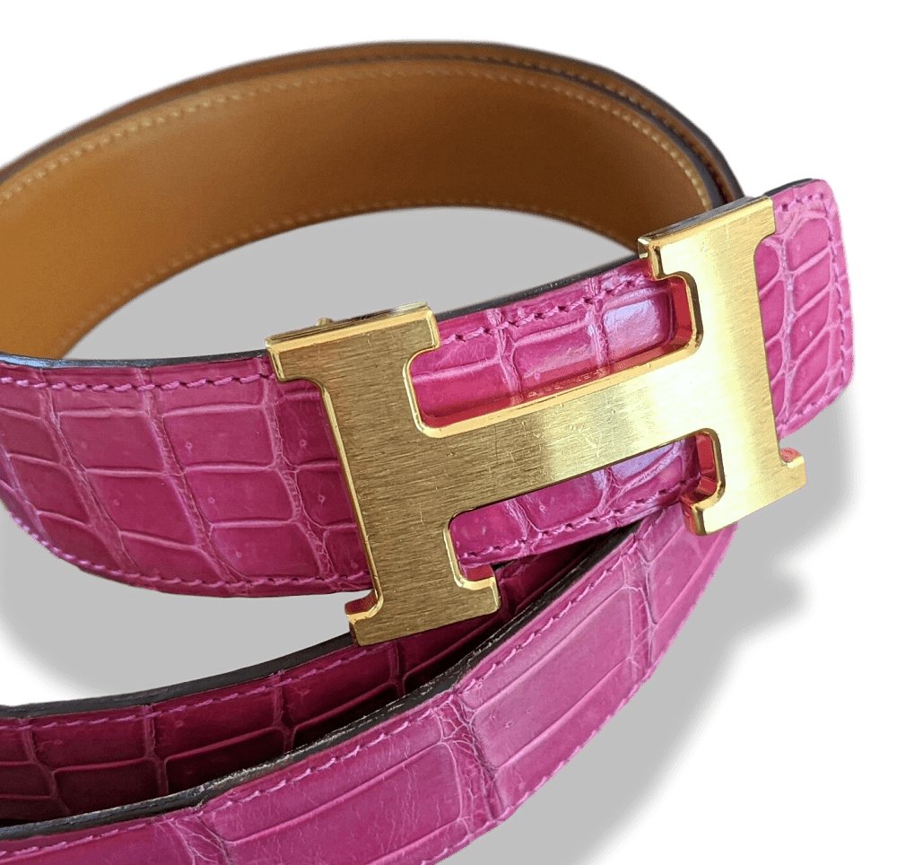 Hermes Brushed Plated Yellow Gold Satined Buckle H 32mm, Used! - poupishop