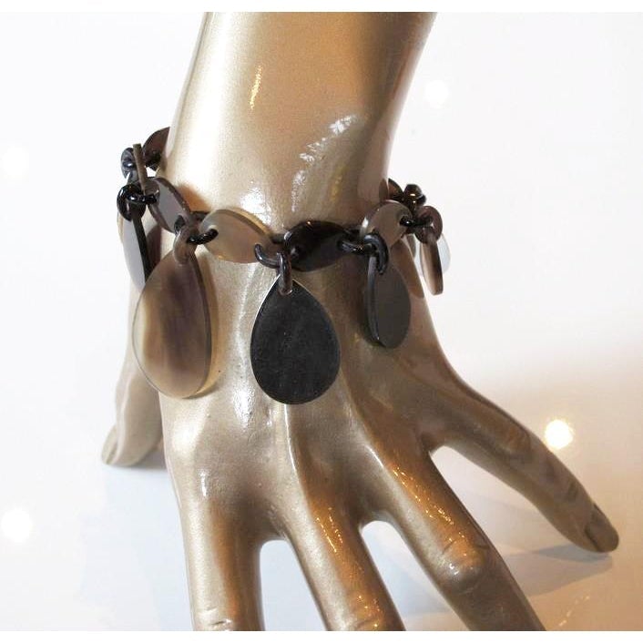 Hermes Buffalo Horn and Silver Line Rajani Bracelet, Box! - poupishop
