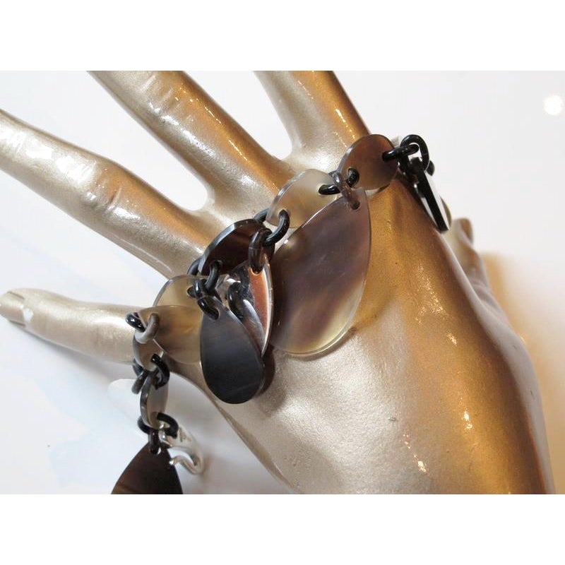 Hermes Buffalo Horn and Silver Line Rajani Bracelet, Box! - poupishop