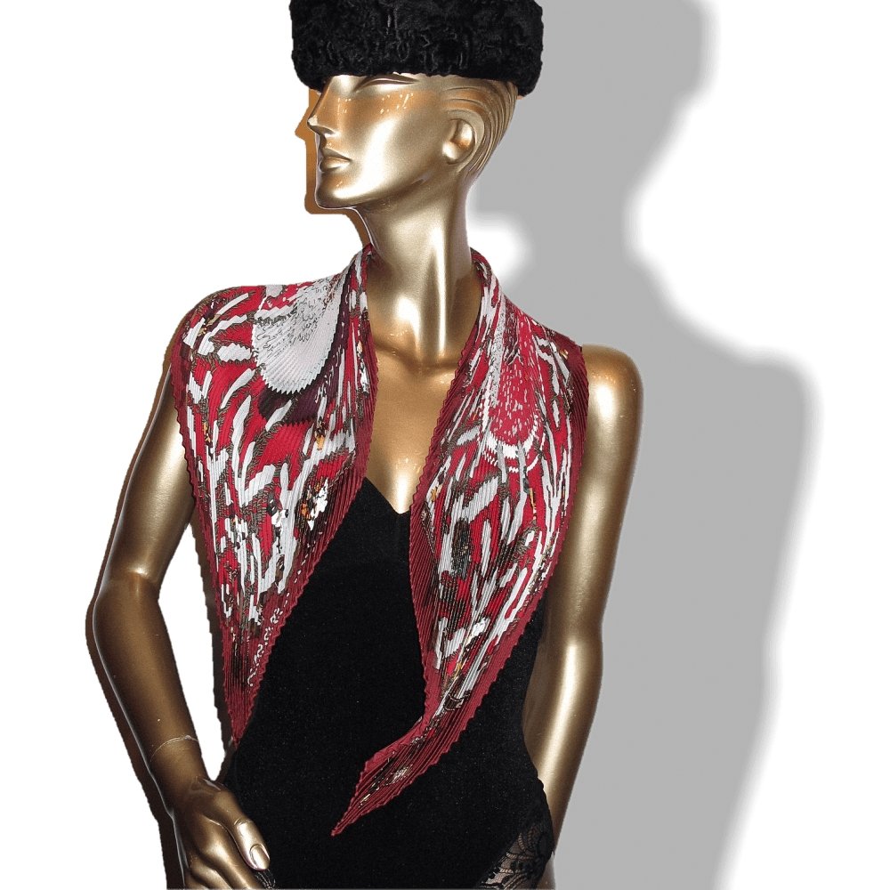 Hermes Burgundy Red Noel au 24 Faubourg Pleated Plisse Twill 90cm, NIB! - poupishop