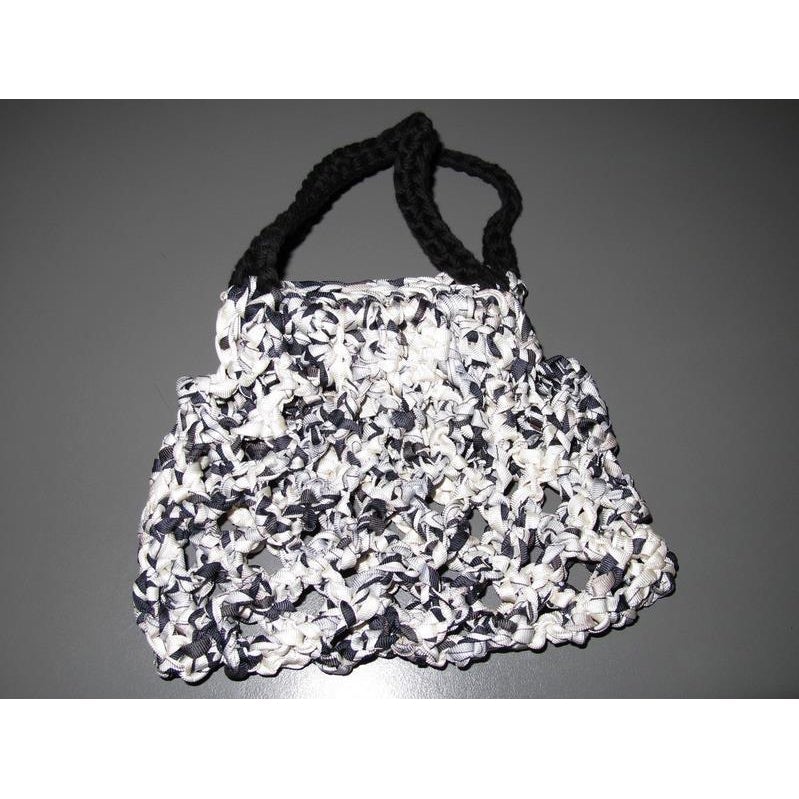 Hermes B/W Crocheted Silk Handbag 16cm TPM, New!