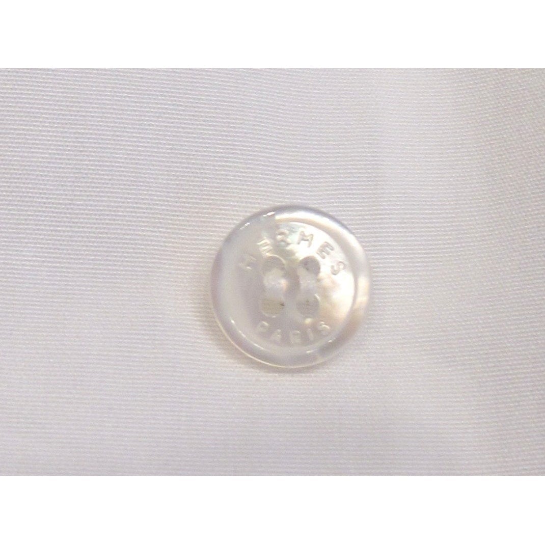Hermes Embellished Couture Linen Shirt with Lambskin Collar