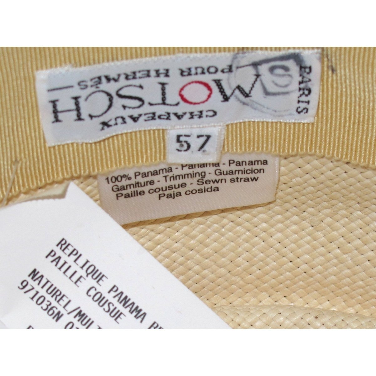 Hermes by Motsch Natural Panama Women Hat, Sz57, New! - poupishop