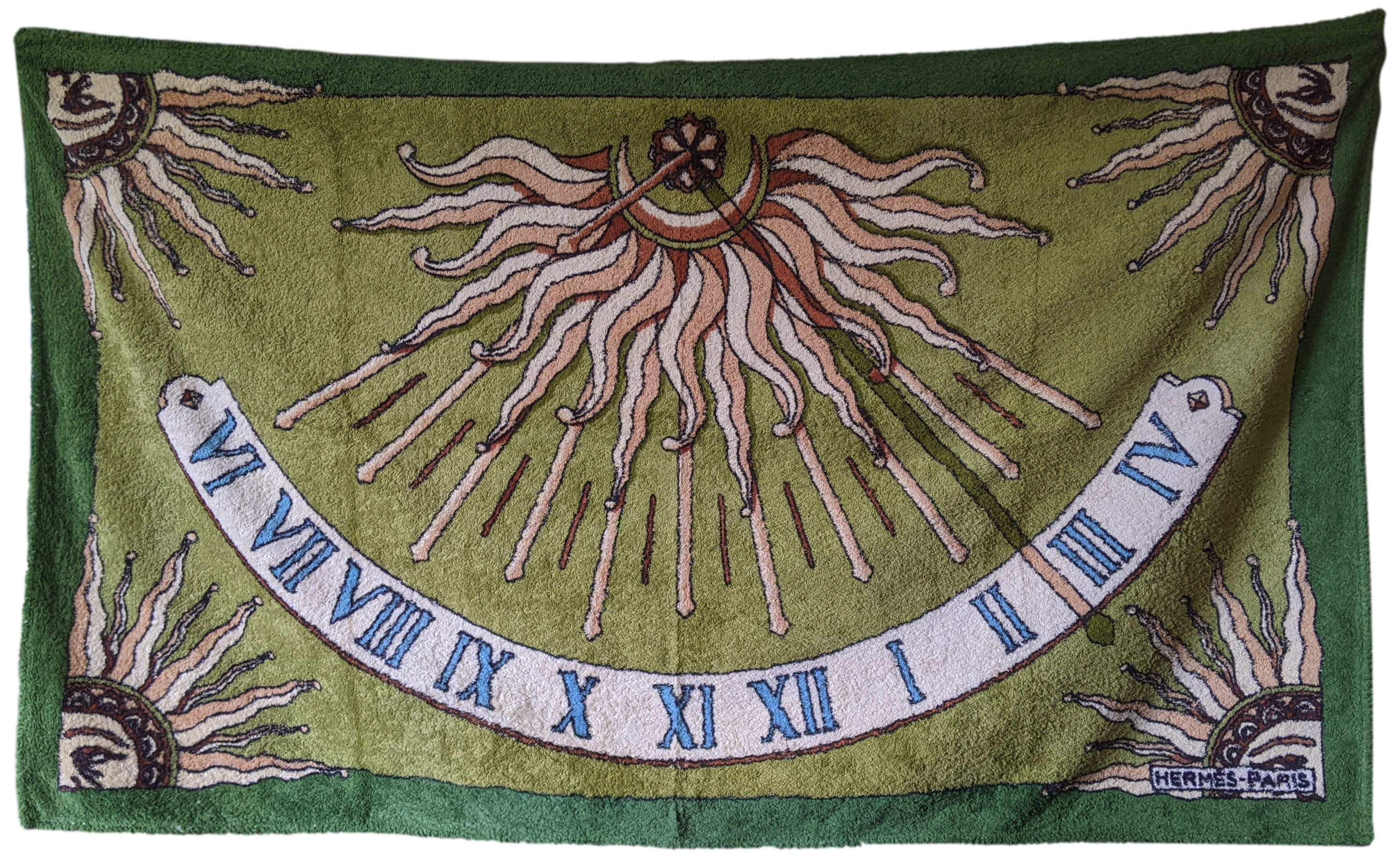 Produits Hermes Vert "Cadran Solaire" Tapis de Plage Terry Beach Towel GM 90 x 150 cm