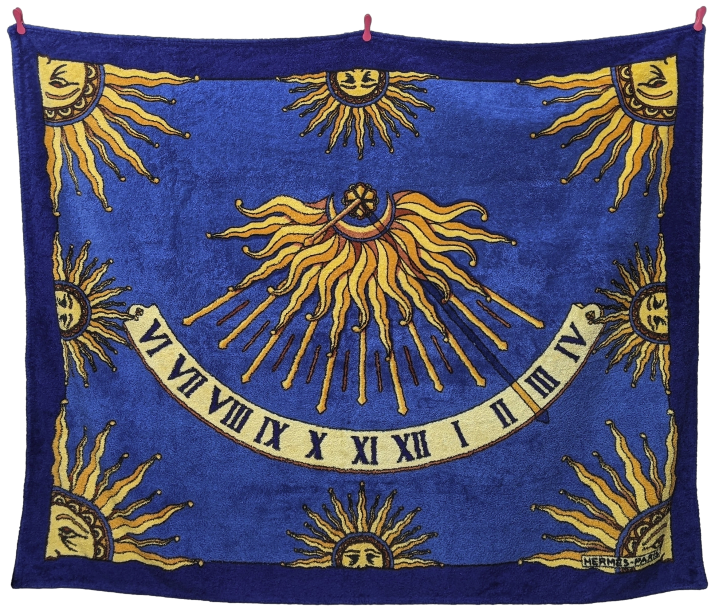 Produits Hermes Blue/Gold/Orange "Cadrans Solaires" Tapis de Plage Terry Beach Towel XXL 145 x 190 cm