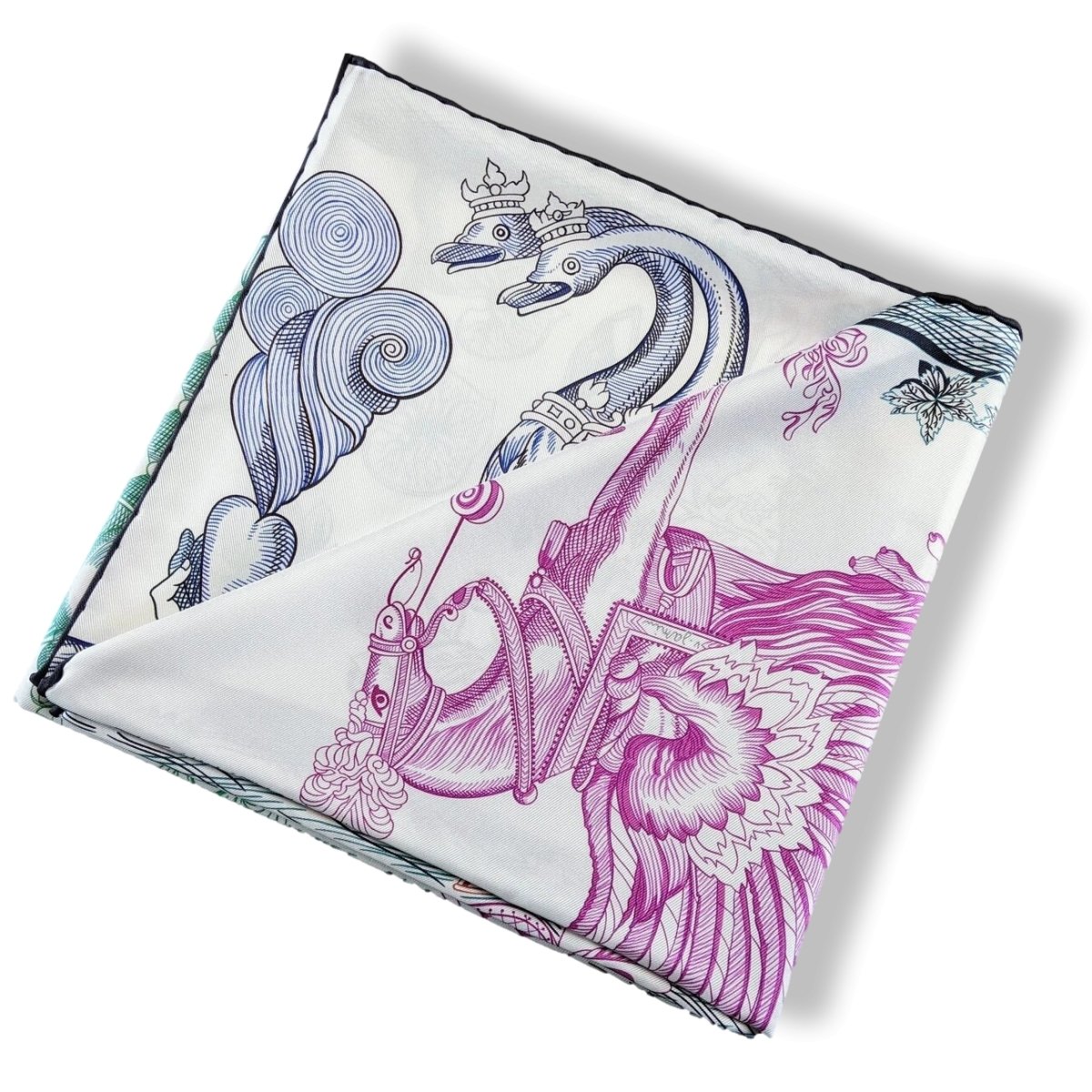 Hermes CARRE DOUBLE FACE Della Cavalleria Favolosa by Virginie Jamin Twill Scarf 90cm, BNIB! - poupishop
