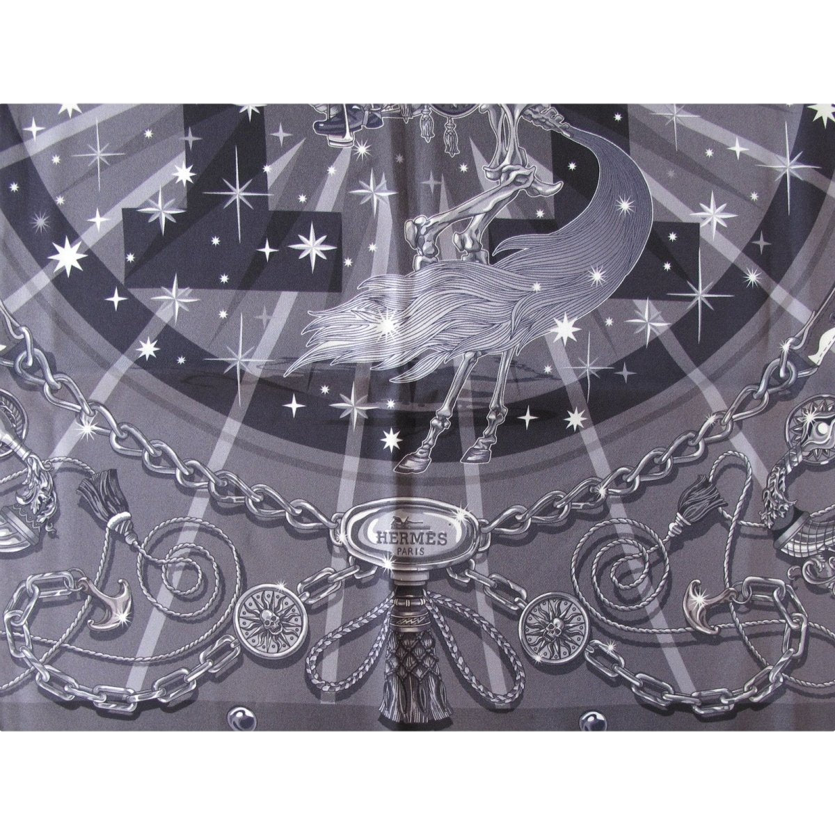 Produits Hermes 2012 Grey "C'est la Fête" by Daisuke Nomura Vintage Silk 70 cm