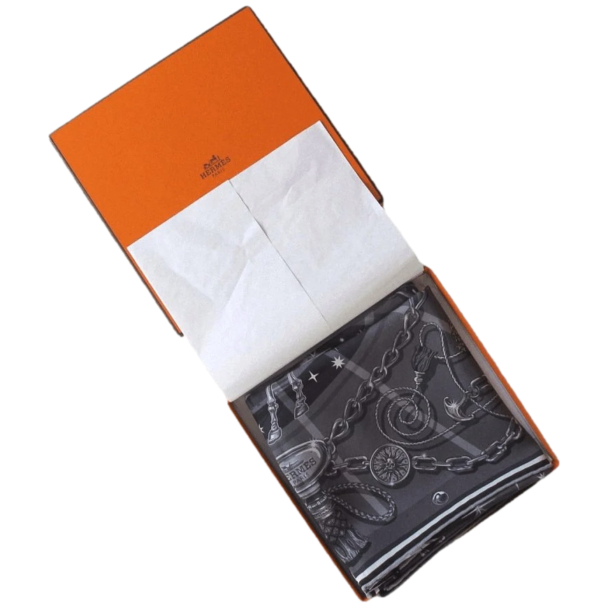 Produits Hermes 2012 Grey "C'est la Fête" by Daisuke Nomura Vintage Silk 70 cm