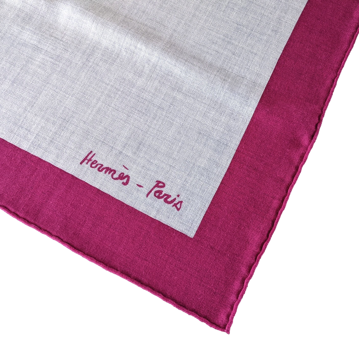 Hermes Gris Chine/Fuchsia "Chevaux au Pre" by Jean-Louis Sauvat Cashmere Shawl 140