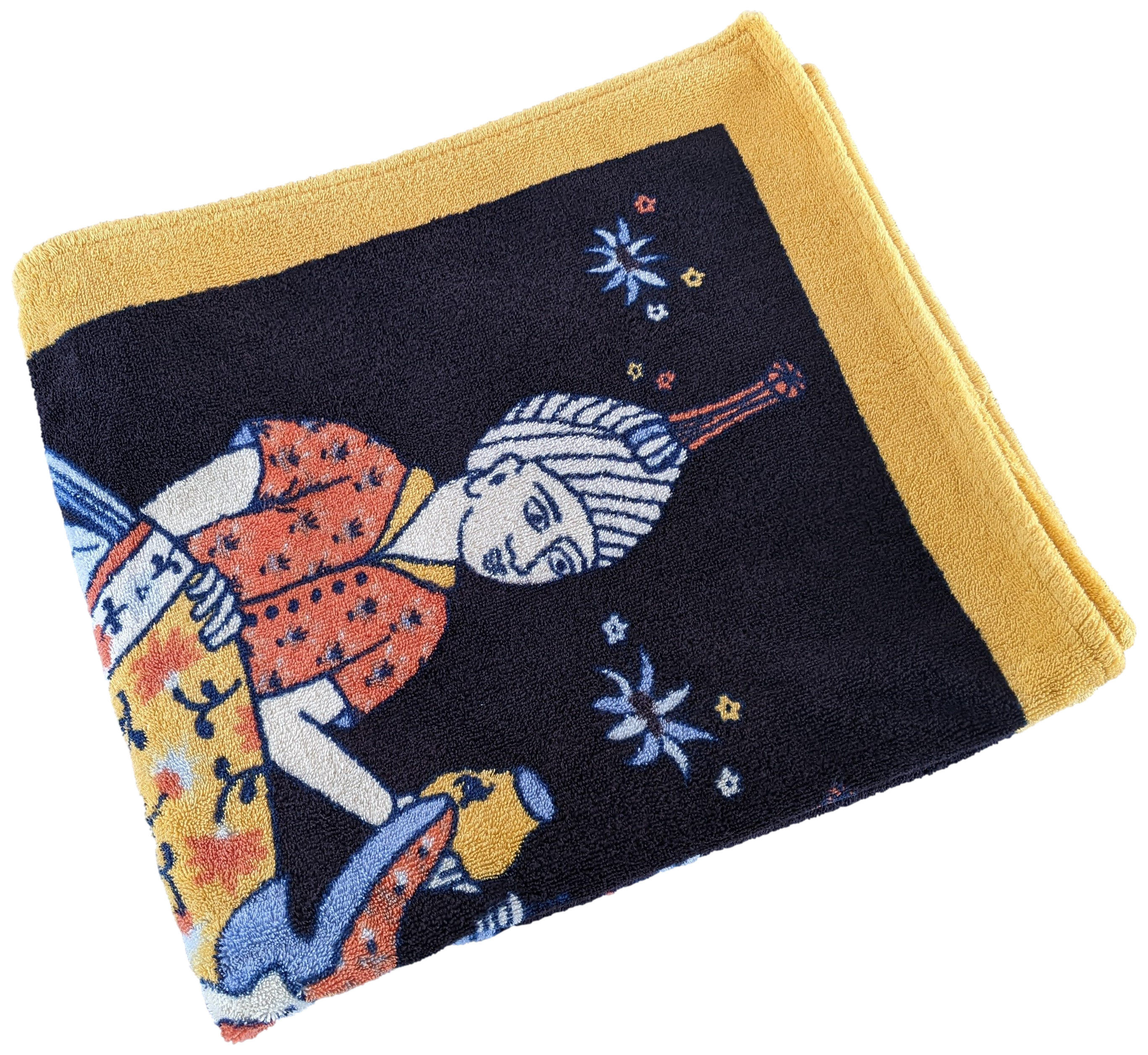 Hermes Noir/Jaune Or " Chevaux " Tapis de Plage Terry Beach Towel 150 x 90cm