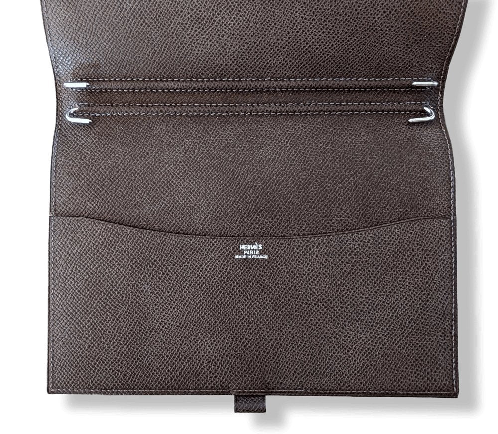 Hermes Chocolate Epsom Agenda Cover GLOBE-TROTTER 2 PINS with Silver Pen, BNWTIB! - poupishop