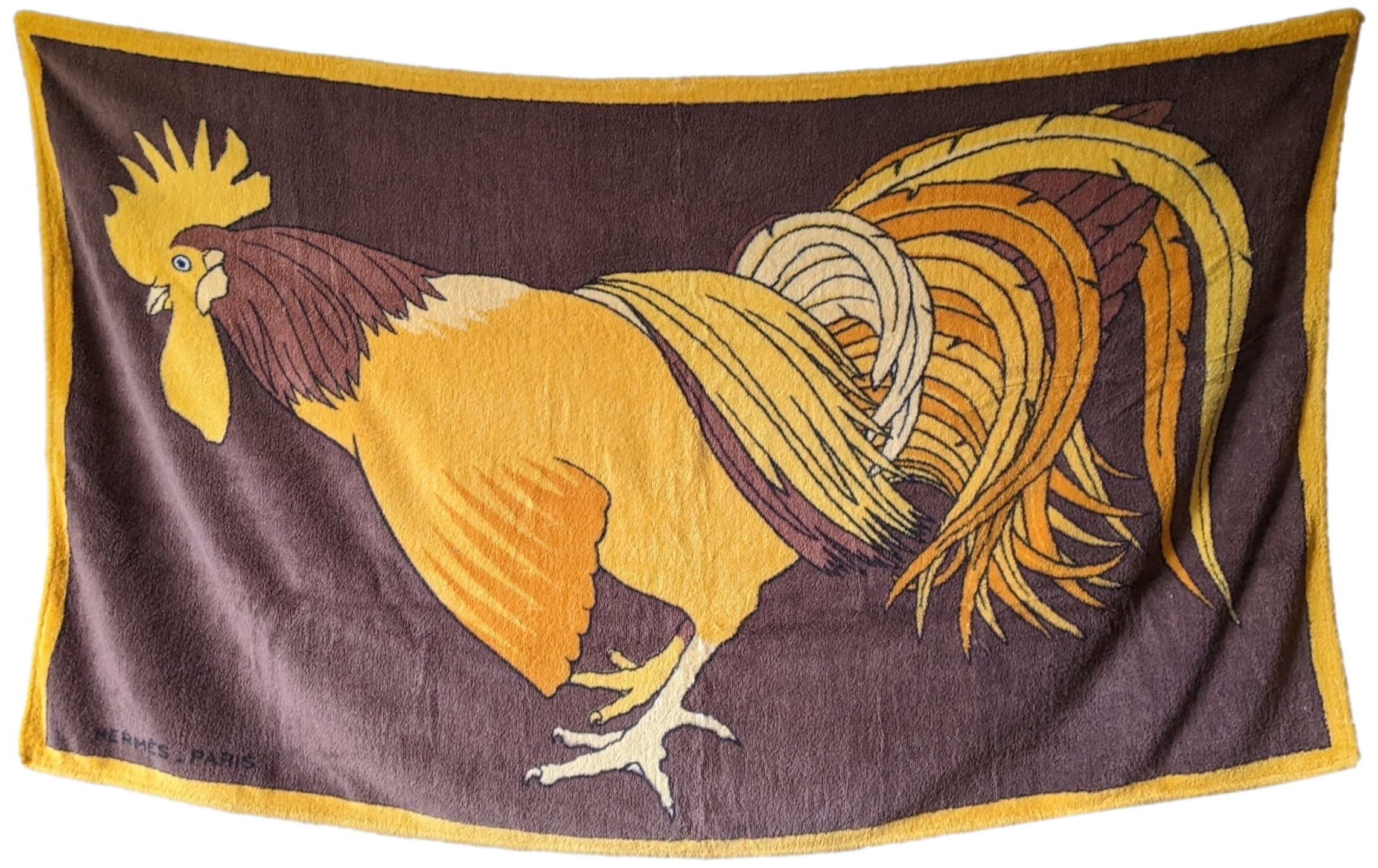 HERMES Vintage COQ Cotton Terry Beach Towel 90 x 150 cm
