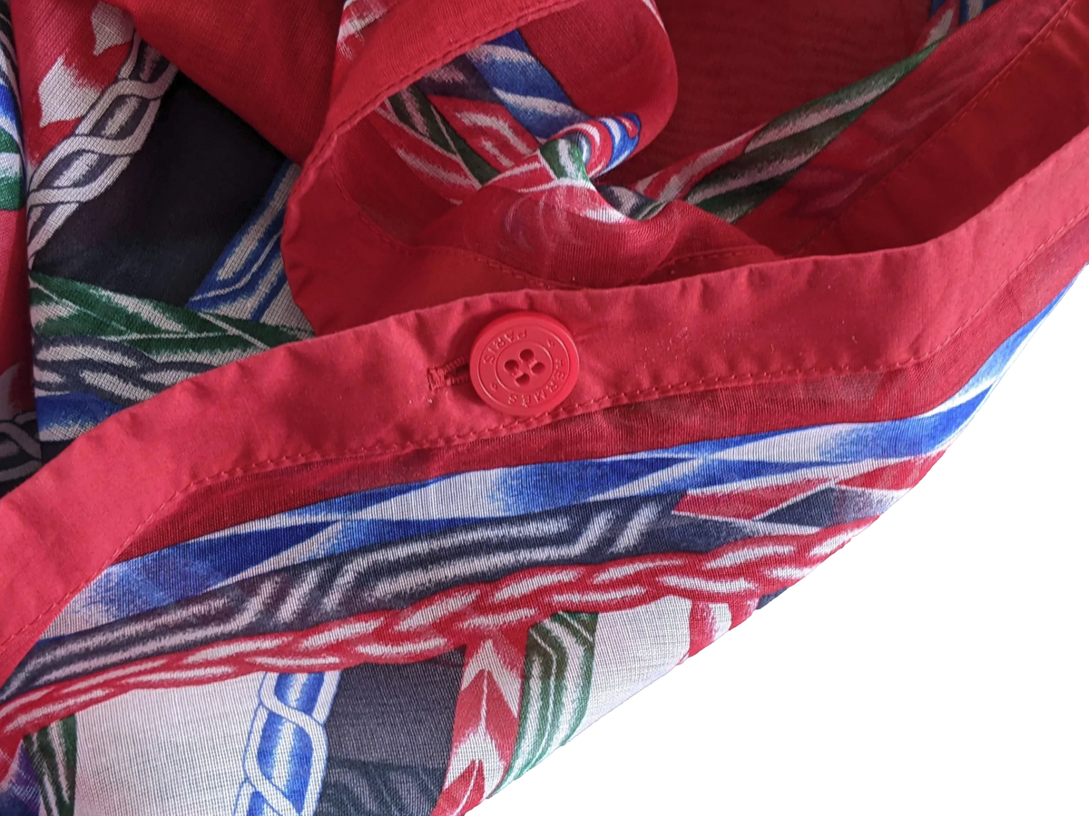 Hermes Rouge/Multi "Robe du Soir" Cotton Beach Tunic Dress Sz All