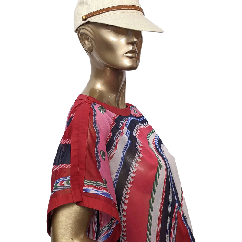Hermes Rouge/Multi "Robe du Soir" Cotton Beach Tunic Dress Sz All