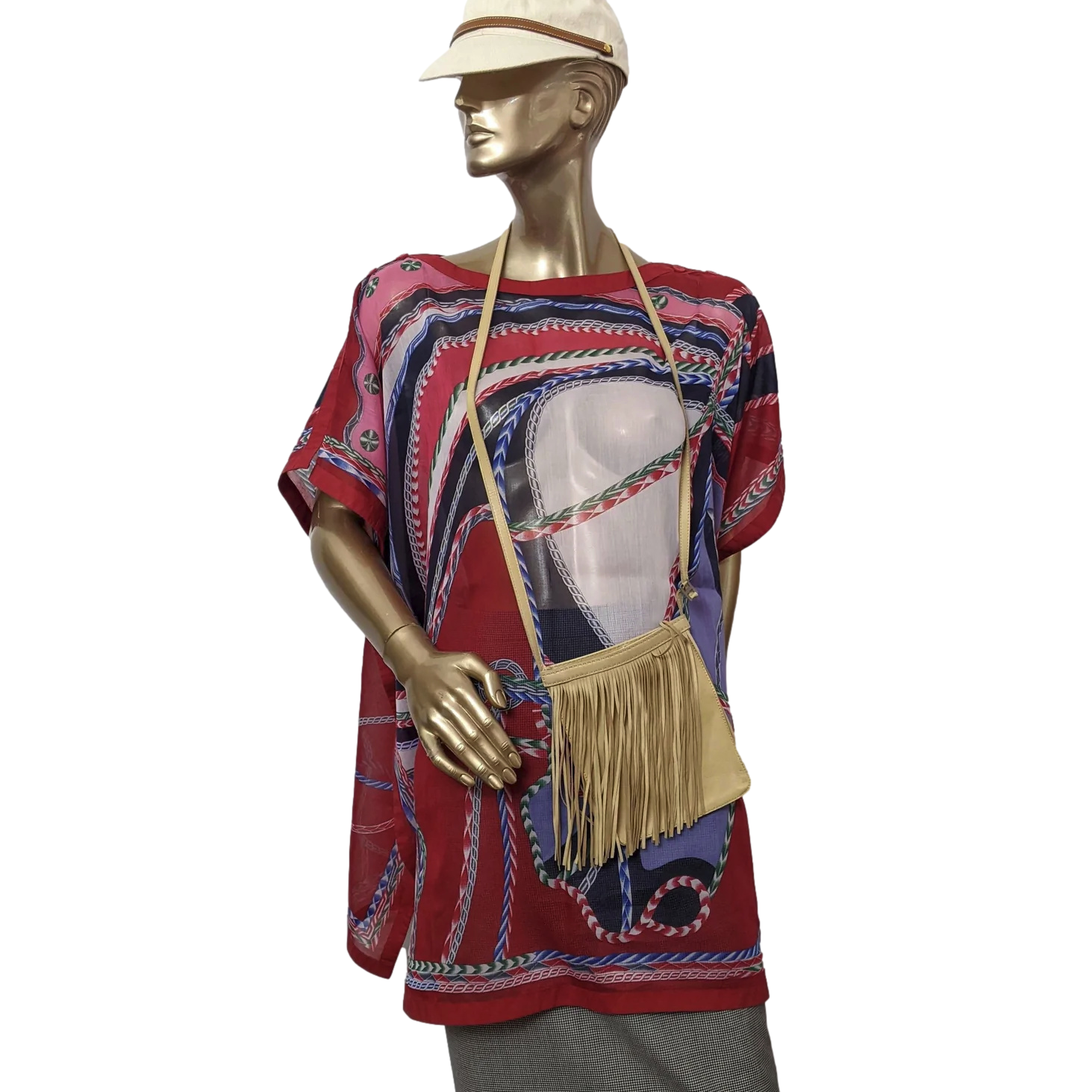 Hermes Rouge/Multi "Robe du Soir" Cotton Beach Tunic Dress Sz All