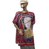 Hermes Rouge/Multi "Robe du Soir" Cotton Beach Tunic Dress Sz All