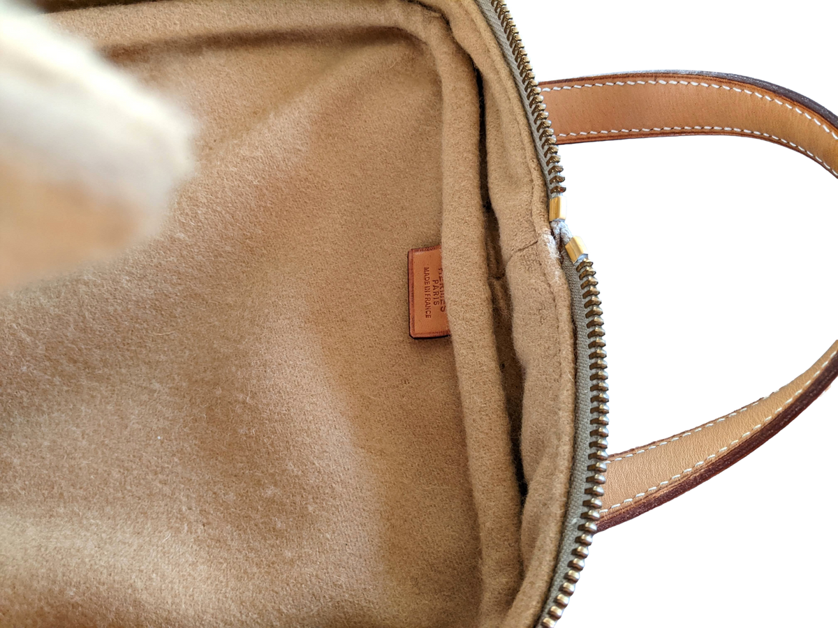 Hermes Vintage 1979 Toile H & Natural Cow Boots Bag - Sac Equitation pour Bottes