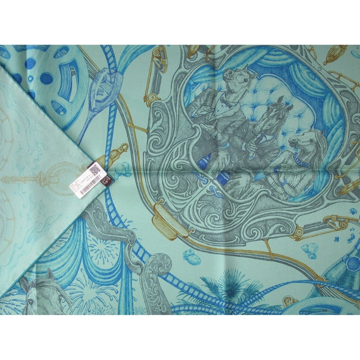 Hermes cw01 Jade Green Turquoise The Horscars Twill 90cm, NIB! - poupishop