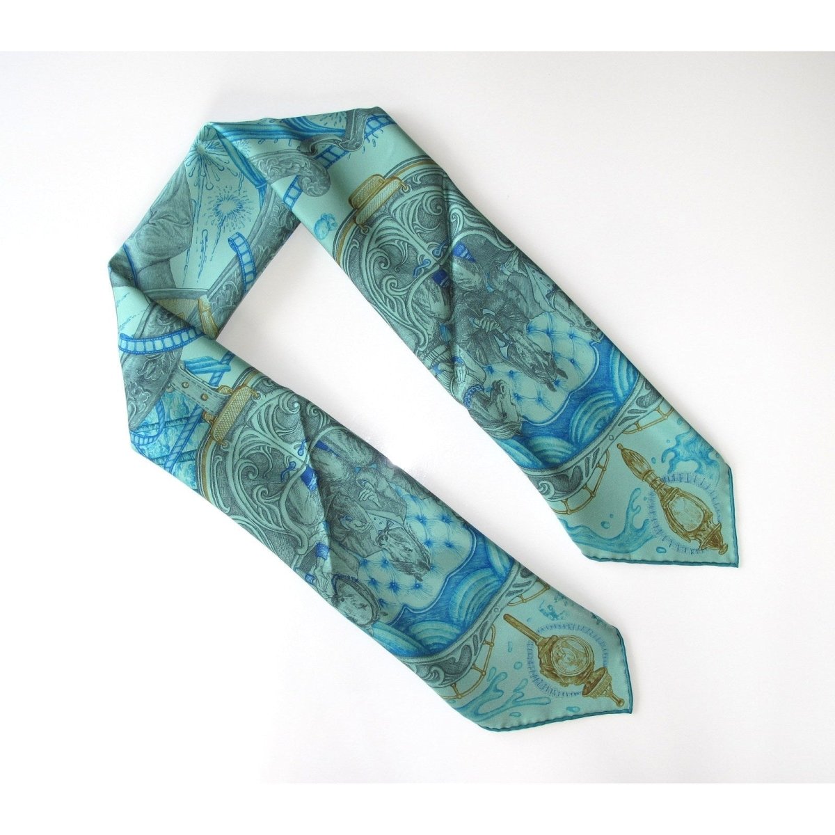 Hermes cw01 Jade Green Turquoise The Horscars Twill 90cm, NIB! - poupishop