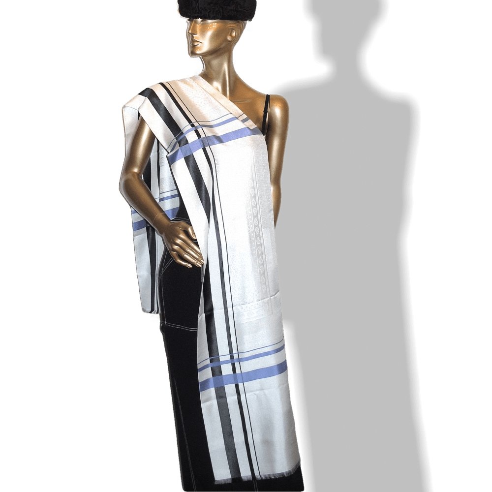 Hermes cw02 Black Ivory Lilac Printed Eperon d'Or Fringed Tuxedo Jacquard Silk Stole, NIB! - poupishop