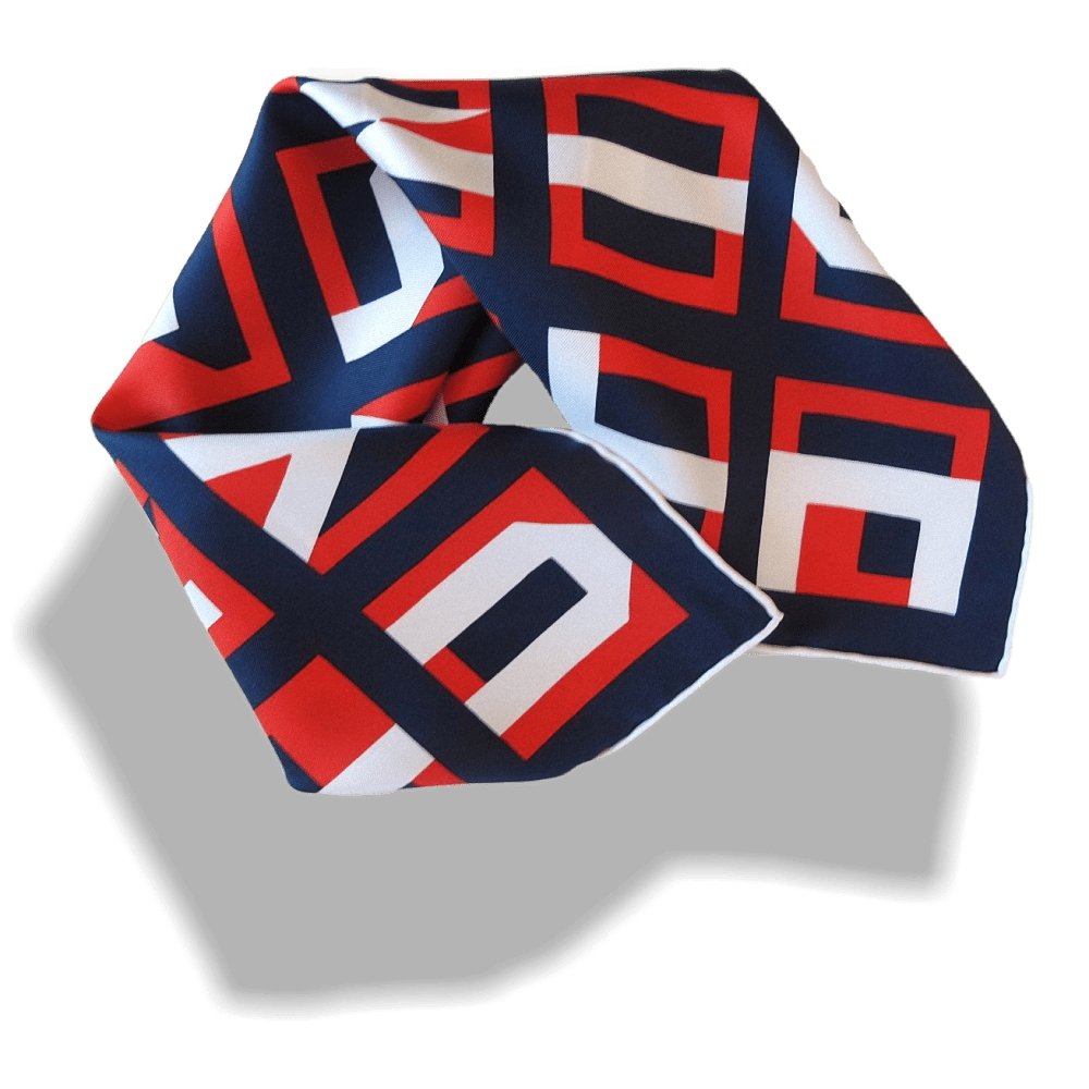 Hermes cw04 White Navy Red Lettres au Carre Twill Gavroche 42cm, NIB! - poupishop