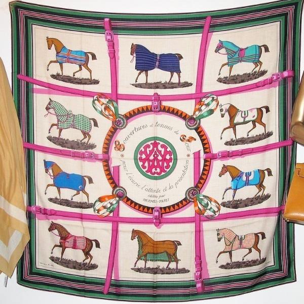 Hermes cw06 Fuchsia/Vert Couvertures et Tenues Unisex Cashmere 140, New! - poupishop